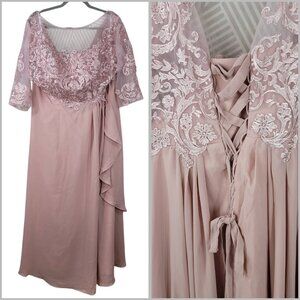 Evening Prom Dress Plus Size 22/24W Maxi Event Pink Mother Of The Bride Groom